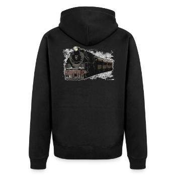 Zug - Unisex Premium Bio Zip Hoodie - Schwarz - Hinten - Nico (187cm)