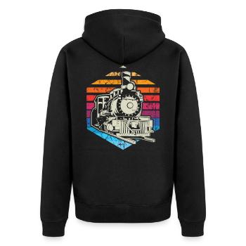 Zug Züge Modeleisenbahn Eisenbahn Geschenk - Unisex Premium Bio Zip Hoodie - Schwarz - Hinten - Nico (187cm)