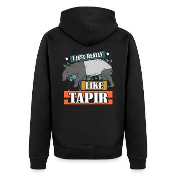 tapir - Unisex Premium Organic Zip Hoodie - black - Back - Nico (187cm)