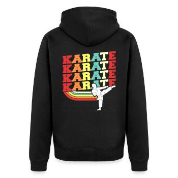 Karate - Unisex Premium Bio Zip Hoodie - Schwarz - Hinten - Nico (187cm)