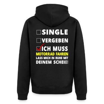 Motorradfahrer Motorradfahrerin Motorrad Geschenk - Unisex Premium Bio Zip Hoodie - Schwarz - Hinten - Nico (187cm)