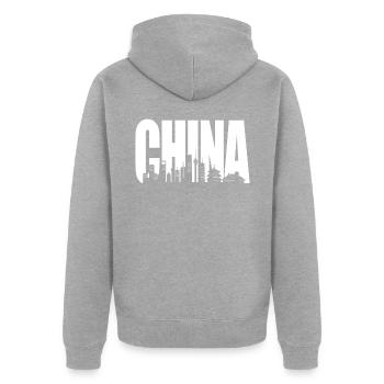 Chine - Veste à capuche bio Premium Unisexe - gris chiné - Dos - Nico (187cm)