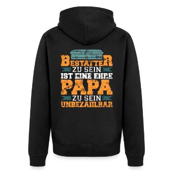 Bestatter Leichenbestatter - Unisex Premium Bio Zip Hoodie - Schwarz - Hinten - Nico (187cm)