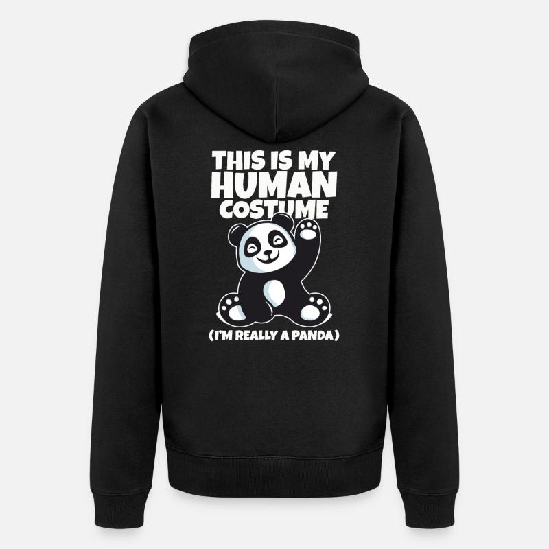 Panda - Unisex Premium Bio Zip Hoodie - Schwarz