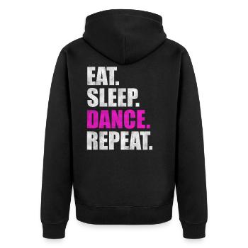 Tanzen Tanz Tänzerin Tänzer Spruch Geschenk - Unisex Premium Bio Zip Hoodie - Schwarz - Hinten - Nico (187cm)