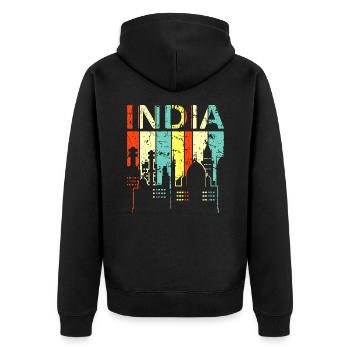 India - Unisex Premium Organic Zip Hoodie - black - Back - Nico (187cm)