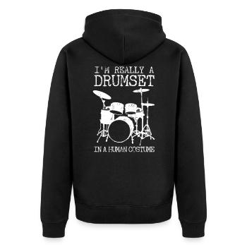 Drummer drummer drummer gift - Unisex Premium Organic Zip Hoodie - black - Back - Nico (187cm)
