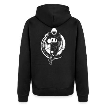 American Football - Unisex Premium Bio Zip Hoodie - Schwarz - Hinten - Nico (187cm)