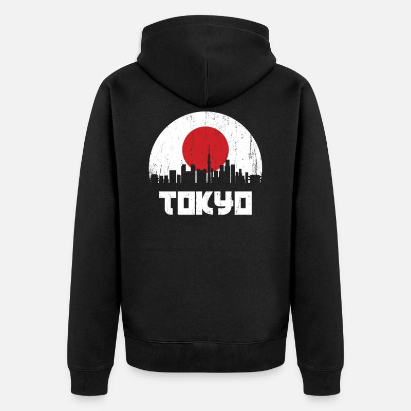 Tokio - Unisex Premium Bio Zip Hoodie - Schwarz