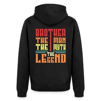 Brothers - Unisex Premium Organic Zip Hoodie - black - Back - Nico (187cm)