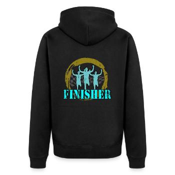 Jogger - Finisher - Unisex Premium Organic Zip Hoodie - black - Back - Nico (187cm)