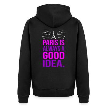 Paris - Unisex Premium Bio Zip Hoodie - Schwarz - Hinten - Nico (187cm)