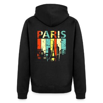 Paris - Unisex Premium Organic Zip Hoodie - black - Back - Nico (187cm)