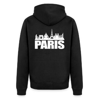 Paris - Unisex Premium Bio Zip Hoodie - Schwarz - Hinten - Nico (187cm)