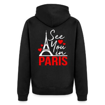 Paris - Veste à capuche bio Premium Unisexe - noir - Dos - Nico (187cm)