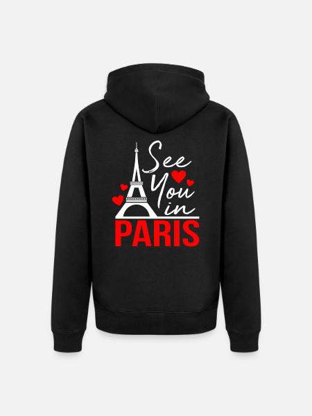 Paris - Unisex Premium Organic Zip Hoodie - black