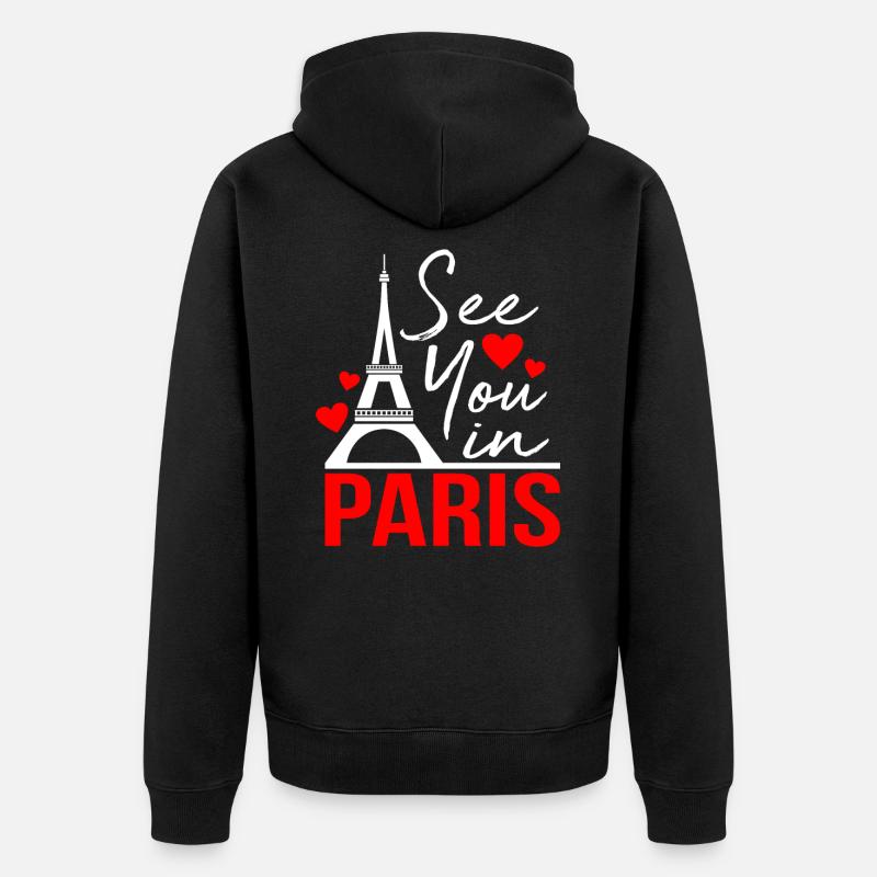 Paris - Unisex Premium Bio Zip Hoodie - Schwarz