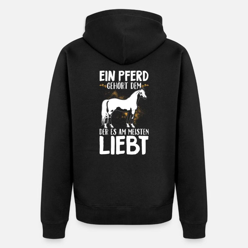 Pferd - Unisex Premium Bio Zip Hoodie - Schwarz