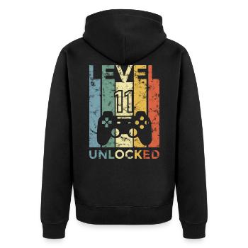 11.Anniversaire Jeune Gamer Fille De Niveau Onze Cadeau - Veste à capuche bio Premium Unisexe - noir - Dos - Nico (187cm)