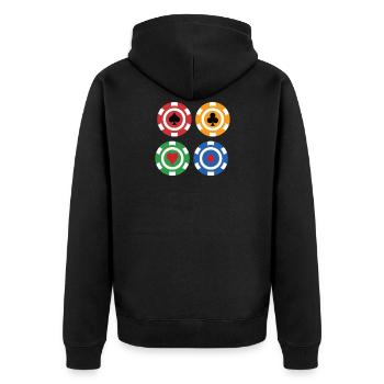 Poker - Unisex Premium Bio Zip Hoodie - Schwarz - Hinten - Nico (187cm)