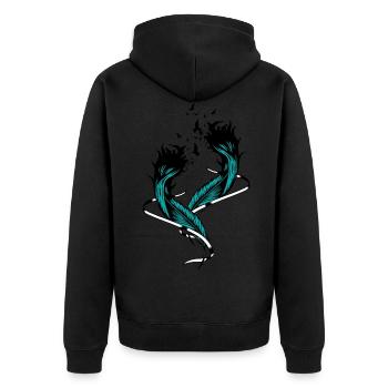 Feathers Mystical Magical Fantasy Nature Birds - Unisex Premium Organic Zip Hoodie - black - Back - Nico (187cm)