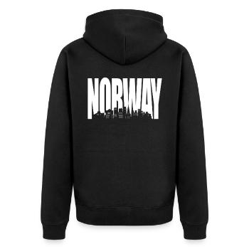 Norwegen - Unisex Premium Bio Zip Hoodie - Schwarz - Hinten - Nico (187cm)