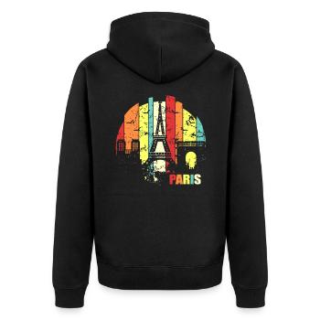 Paris - Unisex Premium Bio Zip Hoodie - Schwarz - Hinten - Nico (187cm)