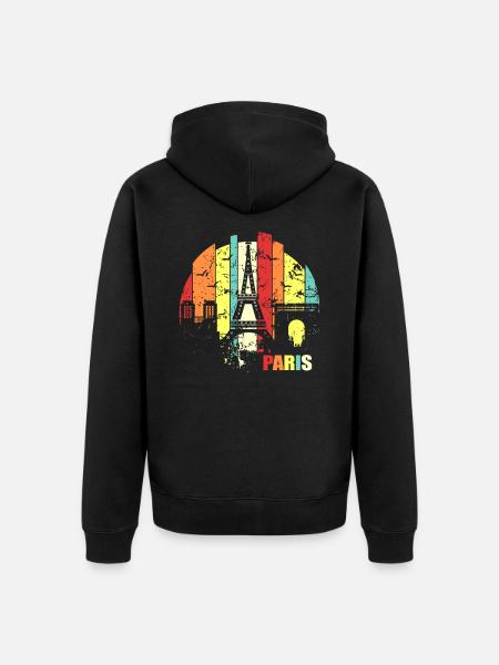 Paris - Unisex Premium Organic Zip Hoodie - black