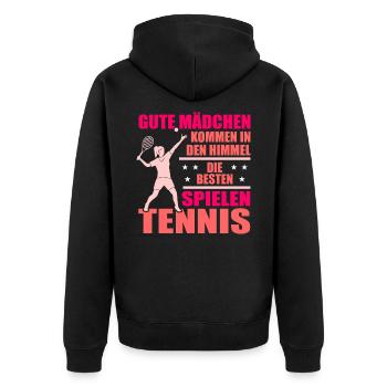 Tennis - Unisex Premium Bio Zip Hoodie - Schwarz - Hinten - Nico (187cm)