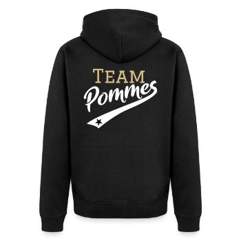 Team Pommes | Édition Gold | Les frites sont cool - Veste à capuche bio Premium Unisexe - noir - Dos - Nico (187cm)