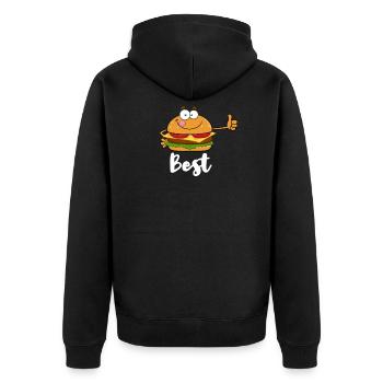 Burger Hamburger - Unisex Premium Organic Zip Hoodie - black - Back - Nico (187cm)