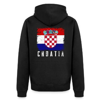Kroatien - Unisex Premium Bio Zip Hoodie - Schwarz - Hinten - Nico (187cm)