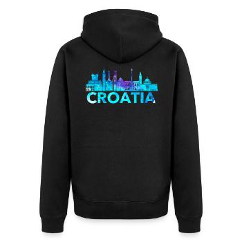 Kroatien - Unisex Premium Bio Zip Hoodie - Schwarz - Hinten - Nico (187cm)