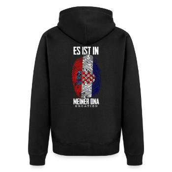 Kroatien - Unisex Premium Bio Zip Hoodie - Schwarz - Hinten - Nico (187cm)