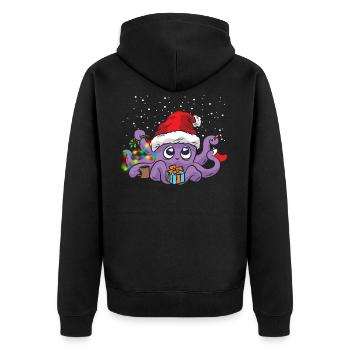Sweet octopus octopus with santa hat - Unisex Premium Organic Zip Hoodie - black - Back - Nico (187cm)
