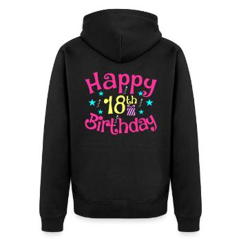 18. Geburtstag - Unisex Premium Bio Zip Hoodie - Schwarz - Hinten - Nico (187cm)