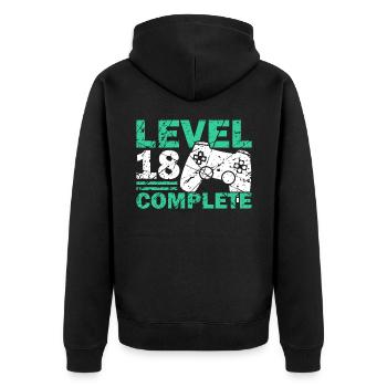 18th birthday - Unisex Premium Organic Zip Hoodie - black - Back - Nico (187cm)