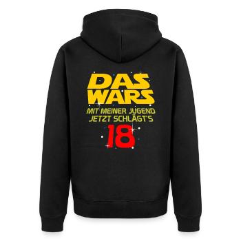 18. Geburtstag - Unisex Premium Bio Zip Hoodie - Schwarz - Hinten - Nico (187cm)