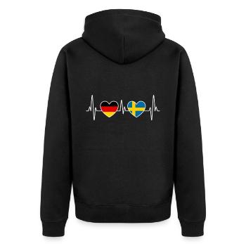 Suède Allemagne battement de coeur - Veste à capuche bio Premium Unisexe - noir - Dos - Nico (187cm)