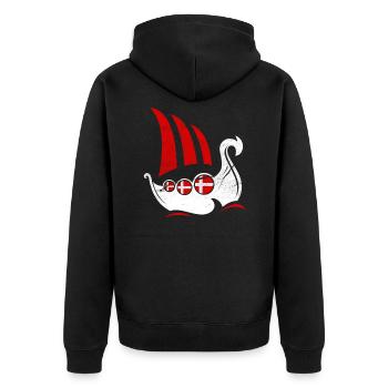 Denmark - Unisex Premium Organic Zip Hoodie - black - Back - Nico (187cm)