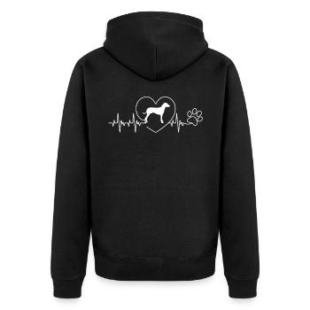Rhodesian Ridgeback Herzschlag Hund Jagd Geschenk - Unisex Premium Bio Zip Hoodie - Schwarz - Hinten - Nico (187cm)