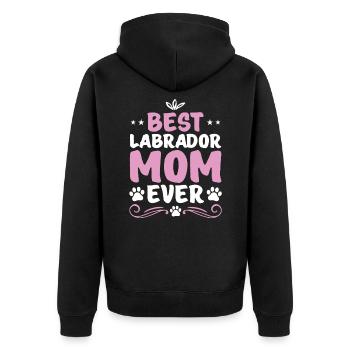 Labrador - Unisex Premium Organic Zip Hoodie - black - Back - Nico (187cm)