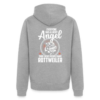 rottweiler - Veste à capuche bio Premium Unisexe - gris chiné - Dos - Nico (187cm)