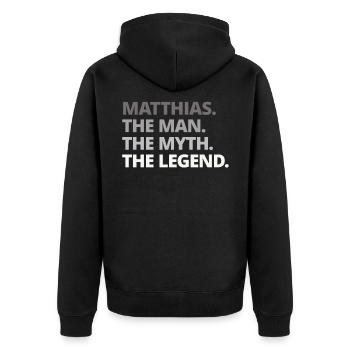 Matthias - Unisex Premium Bio Zip Hoodie - Schwarz - Hinten - Nico (187cm)