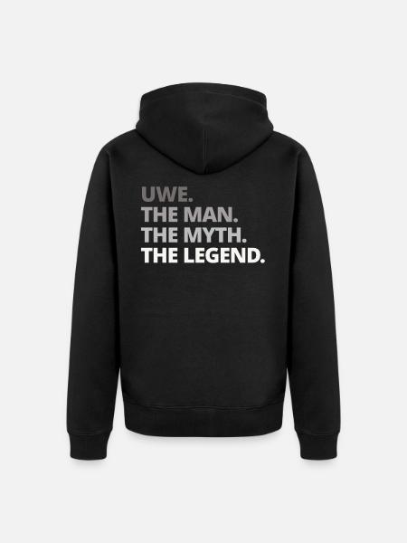Uwe Spruch Geschenk - Unisex Premium Bio Zip Hoodie - Schwarz