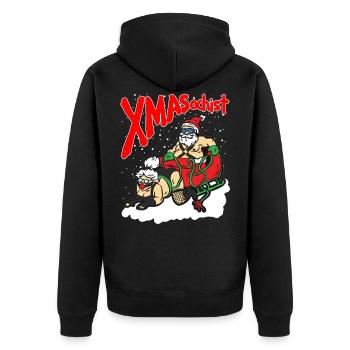 XMASochist Christmas Masochist BDSM Sadomaso - Unisex Premium Organic Zip Hoodie - black - Back - Nico (187cm)