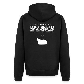 Katze - Unisex Premium Bio Zip Hoodie - Schwarz - Hinten - Nico (187cm)