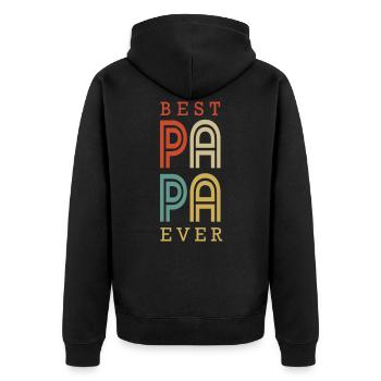 Papa Vater Paps Geschenk Dad Vatertag Geburtstag - Unisex Premium Bio Zip Hoodie - Schwarz - Hinten - Nico (187cm)