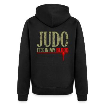 judo - Unisex Premium Organic Zip Hoodie - black - Back - Nico (187cm)