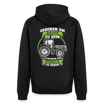 Farmer Tracktor Landwirtschaft Geschenk - Unisex Premium Bio Zip Hoodie - Schwarz - Hinten - Nico (187cm)